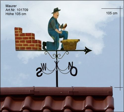 Wetterfahne Maurer mit Ziegel