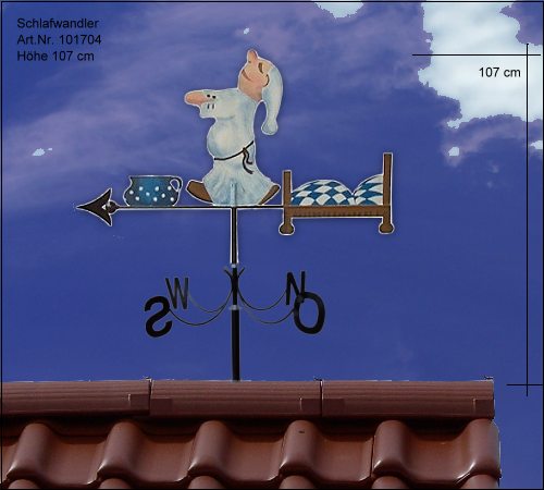 Wetterfahne Schlafwandler mit Bett