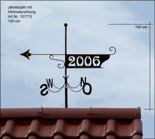 Wetterfahne Jahreszahl mit Windrose
