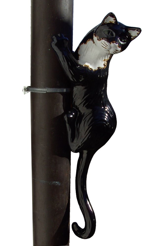 Katze-Fallrohrfigur-schwarz-weiss