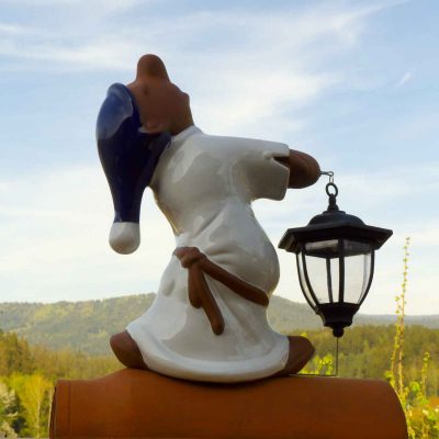 Dachschmuck Schlafwandler Bernd mit Laterne