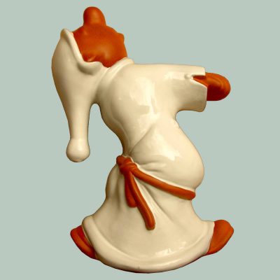 Dachschmuck Schlafwandler Bernd mit Bauch weiss glasiert